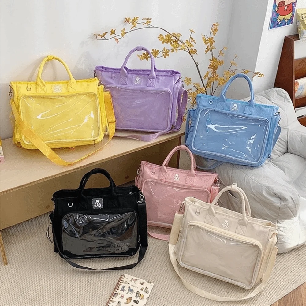 Square Shape Female Transparent Backpack Lightweight Adjustable Strap Multifunctional Shoulder Bag Large Capacity Versatile