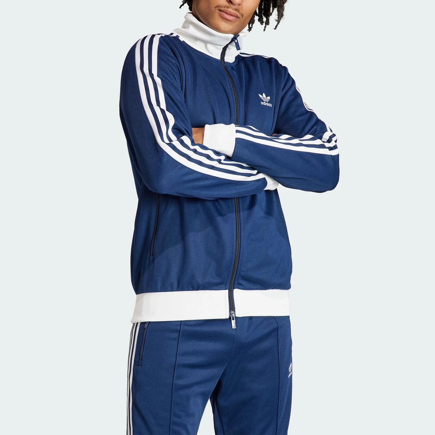 Adidas genuine clover men's retro stand up collar sports slim fit jacket IP0418