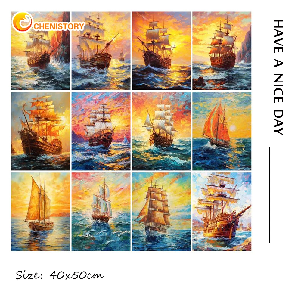 

CHENISTORY 60x75cm Oil Painting By Numbers Handpaint Landscape Picture By Numbers Seascape For Home Decor Artwork Gift