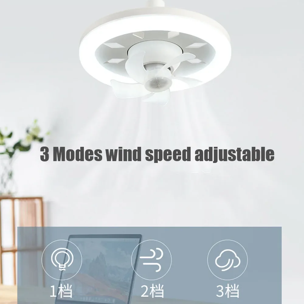 60W E27 Ceiling Fan With Led Light And Remote Control 360 ° Rotation Retractable Silent Ceiling Fan Lamp For Room Home Decor