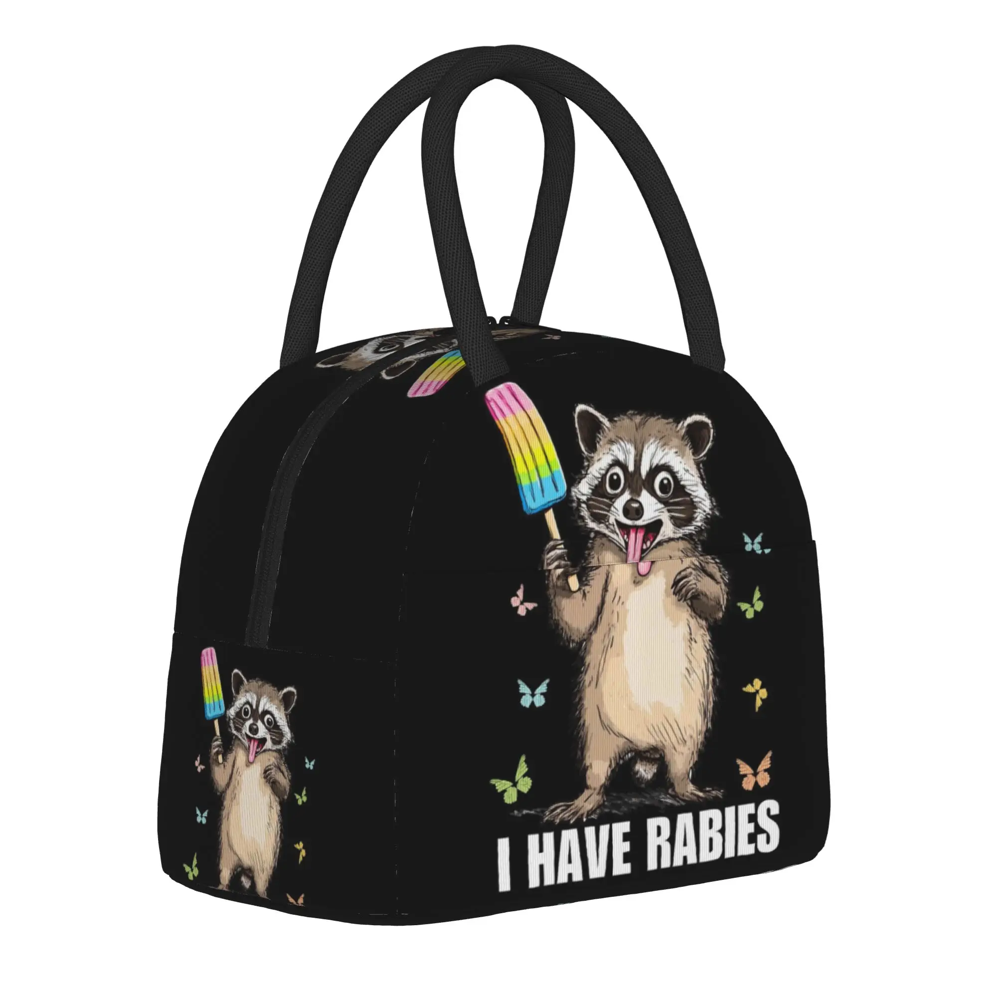 I Have Rabies Funny Animal Meme Tote Insulated Lunch Bag  Handheld Food Bags Leakproof Thermal Cooler Large Capacity Bento Box