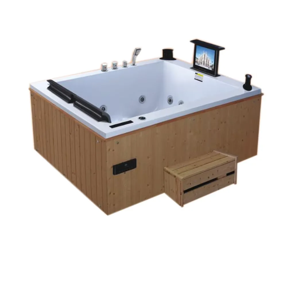 1900mm Double People Fiberglass Whirlpool Swimming Pool Acrylic Hydromassage Surfing Outdoor TV SPA NS3163A