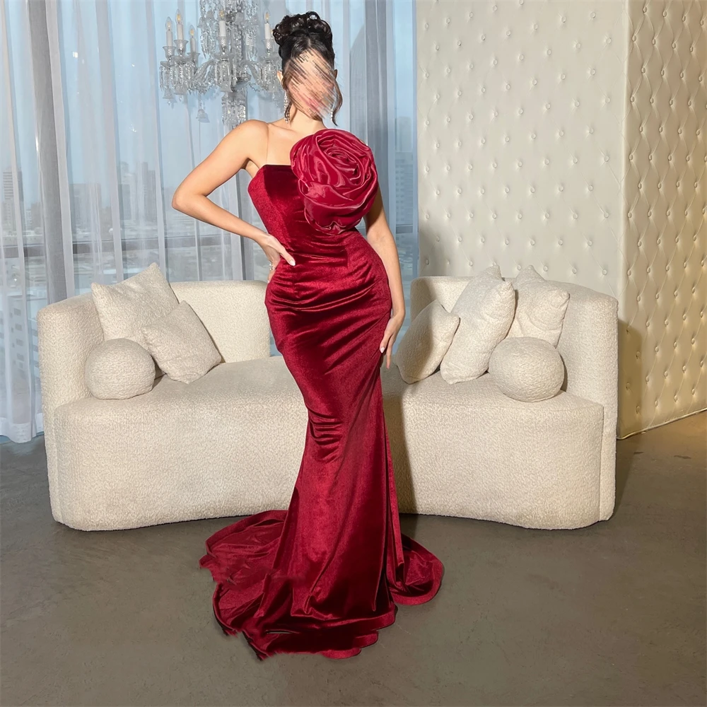 

Yipeisha Fashion Simple Strapless Sheath Homecoming Formal Ocassion Gown Satin Flowers Fold Celebrity Dresses