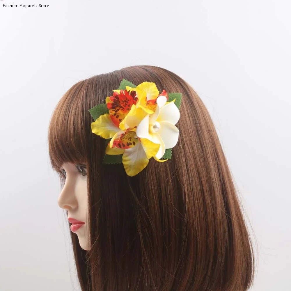 

Simple Sweet Eggs Flower Side Clip Thai Style Cloth Frangipane Hair Clip Pearl Duckbill Clip Girls Hairpin Holiday