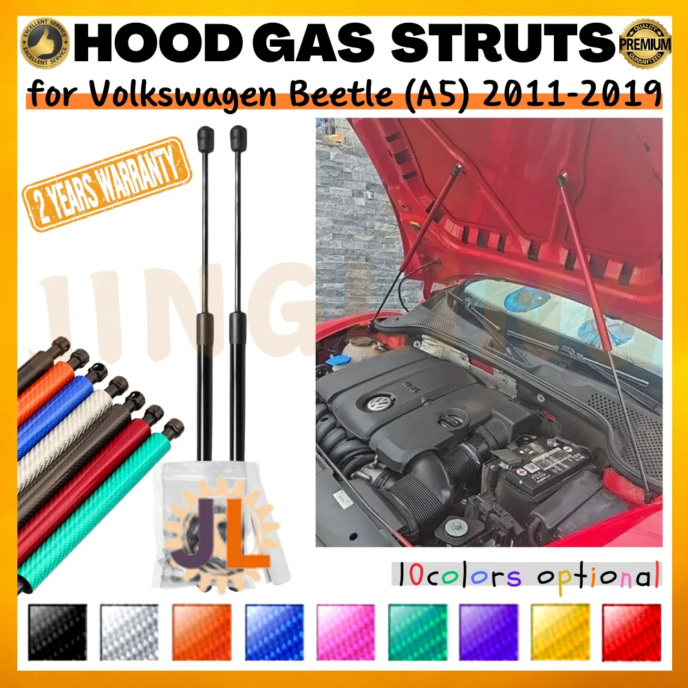 

Qty(2) Hood Struts for Volkswagen Beetle (A5) 2011-2019 Front Bonnet Modify Gas Springs Shock Absorber Lift Supports Dampers