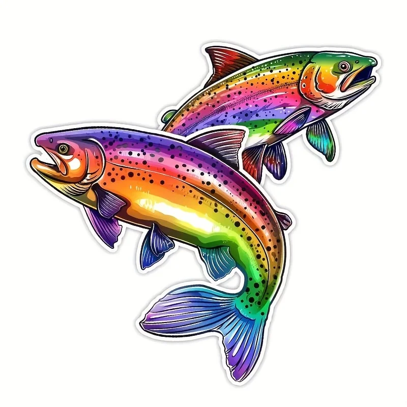 

Rainbow Salmon Fish Fun Stickers Film Fishing Stickers Car Modeling Waterproof Laptop Motorcycle Accessories Car Stickers