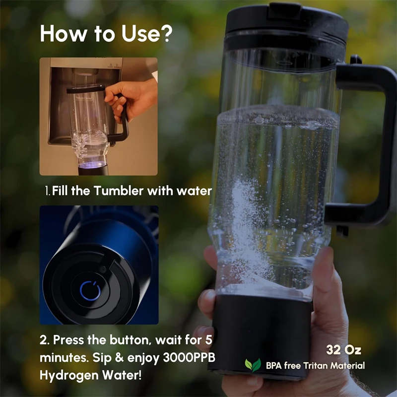 1L مولد الهيدروجين تصفية المياه المؤين H2 زجاجة ماء الهيدروجين الغنية قادرة على فصل الكلور المتبقي والأوزون