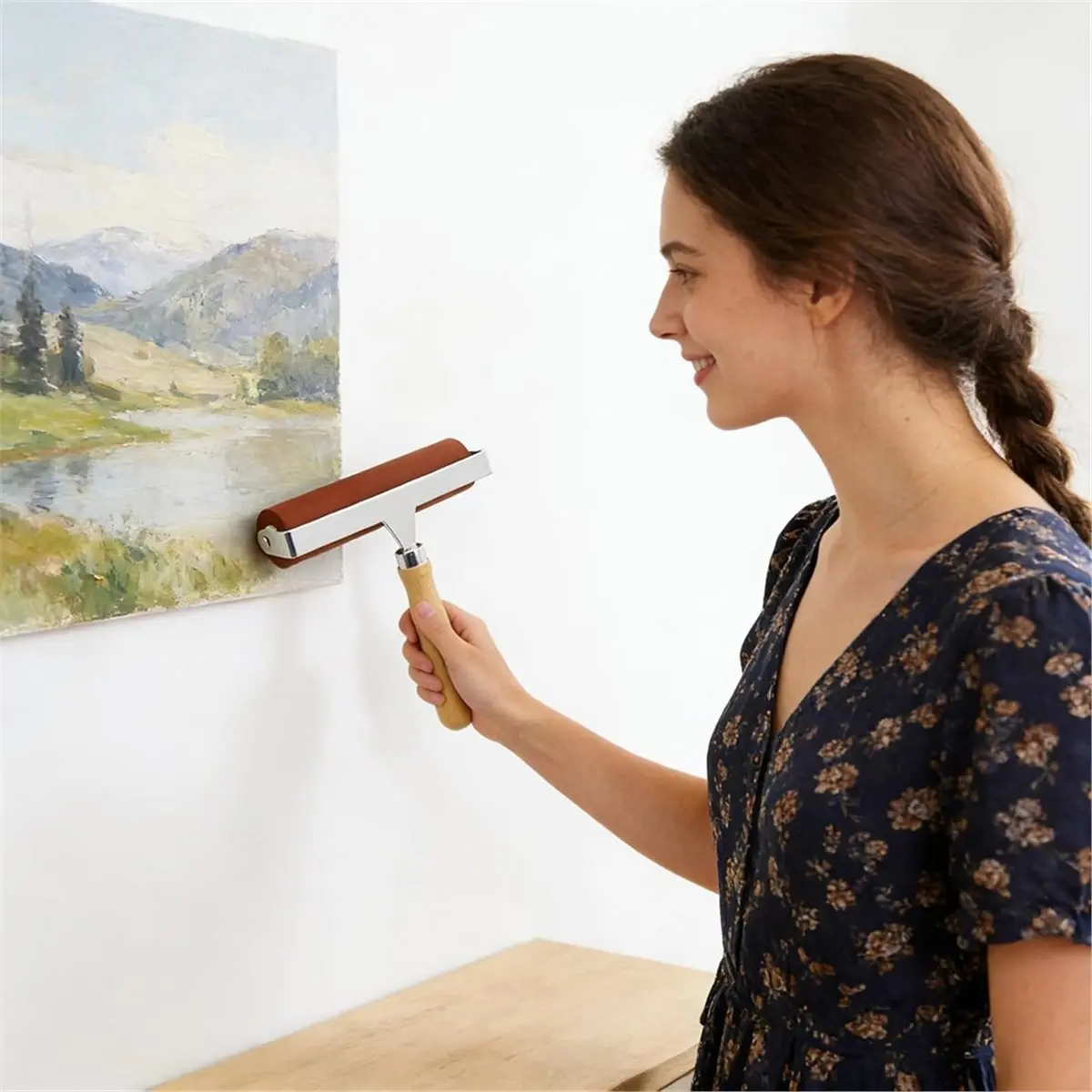 2026 NEW 3 Sizes Rubber Brayer Roller, 6,4,2 Inch Soft Printmaking Brayer Tool with Wood Handle, for Stamping, Wallpapers, Tape