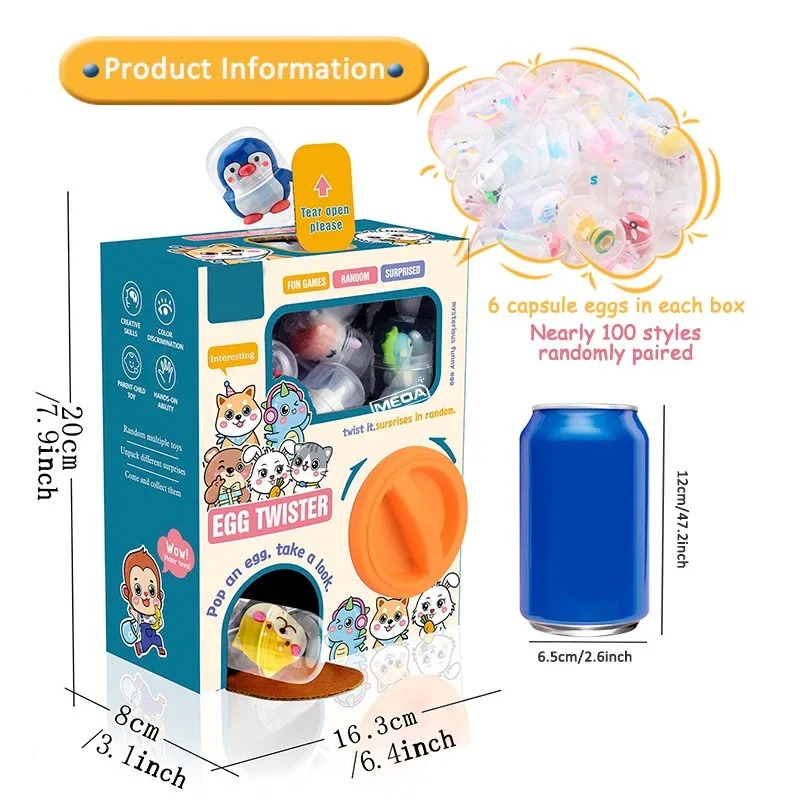 Gachapon Machines Blind Box with 6pcs Random Capsule Egg Christmas Twisting Machine Cardboard Box with Capsule Toys for Kids
