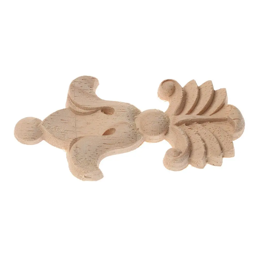 DIY Accessories Door Adornment Home Decoration Corner Appliques Woodcarving Rose Flower Floral Carved Wooden Crafts
