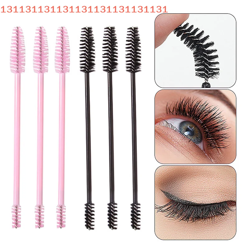 まつげエクステ用プラスチックハンドル付きマスカラワンドアプリケーター、両端使い捨てまつげブラシ