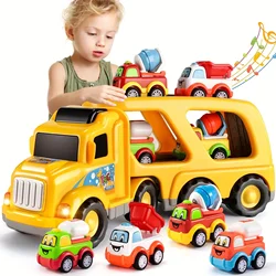 3-6 year old children's friction power toys, city transportation card cars, children's toy sets, Christmas gifts - yellow