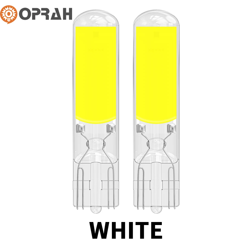 

2X T10 W5W 194 T15 W16W LED Bulbs COB Auto Brake Lamp Reading Lights Glass Sapphire Drive-free Dome Light Amber 12V White 6000K