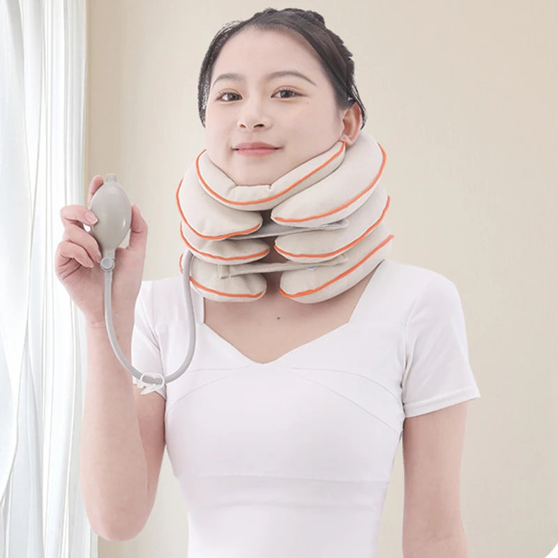 1 قطعة وسادة دعم الرقبة نفخ الهواء عنق الرحم جهاز سحب الجسم الاسترخاء جرار دعم تدليك الرقبة وسادة