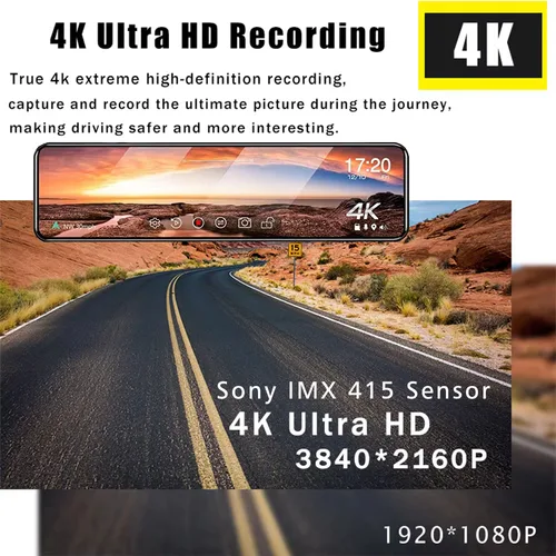 Imagen 2 del producto 11,26 ""UHD 4K 2160P coche Dvr GPS WIFI espejo Dash Cam lente Dual Dashcam IPS pantalla cámara grabadora transmisión flujo espejo retrovisor