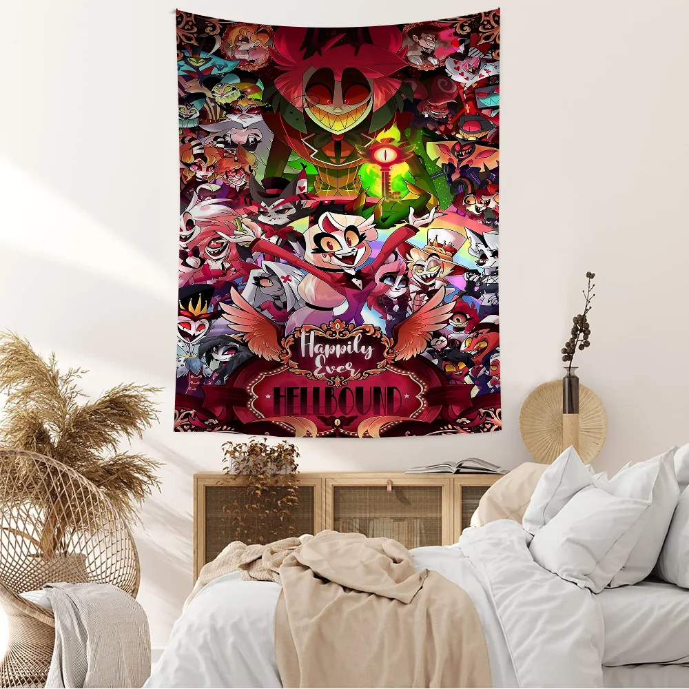 Canvas Painting Cartoon H-Helluva Boss Wall Tapestry Home Decoration Hippie Bohemian Decoration Divination INS Home Decor