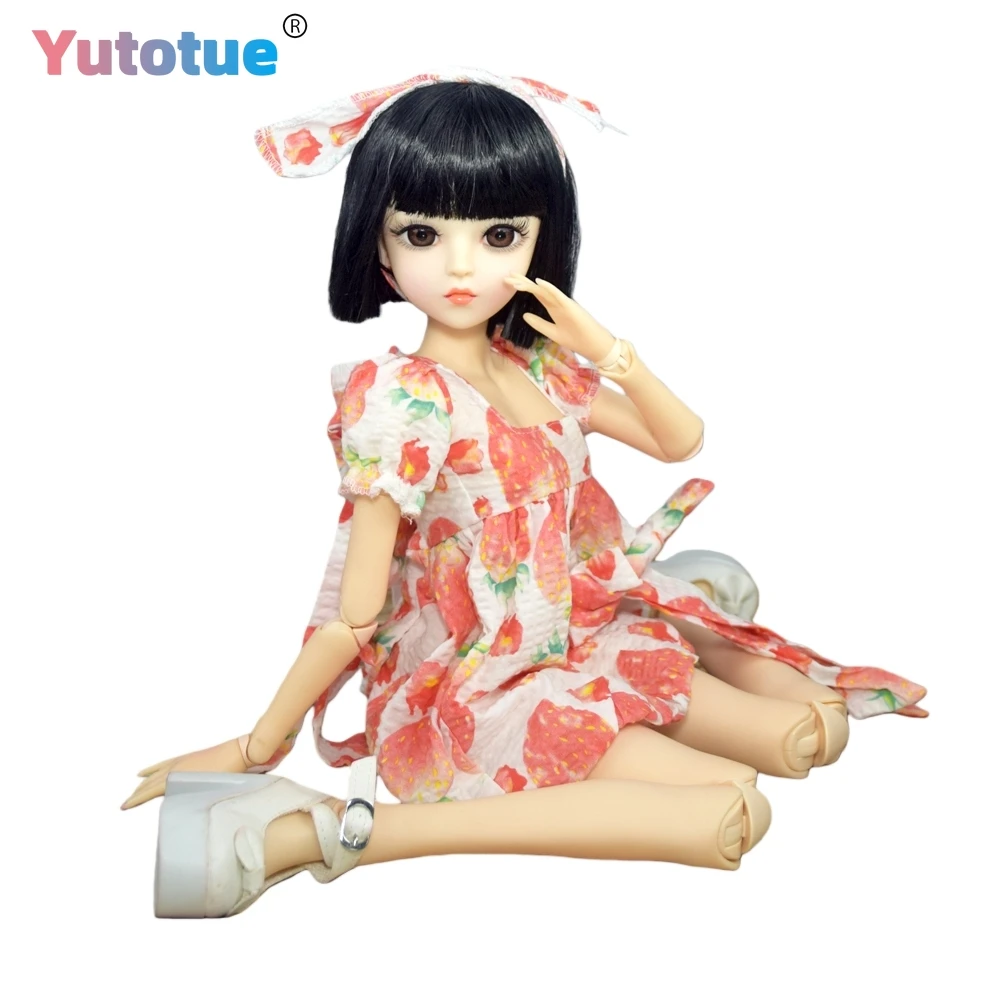 

YUTOTUE 1/3 BJD Doll Toy 18 Joints Girl Body Doll with Dress Short Wigs Full Set Finished Gift BJD Doll