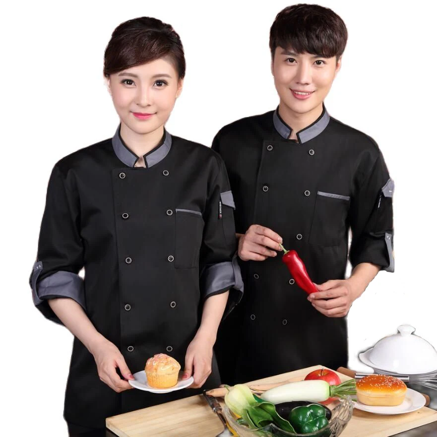 Spring Food Service Jacket Chef Long Sleeve Male Women Hotel Work Uniform Restaurant Top For Kitchen