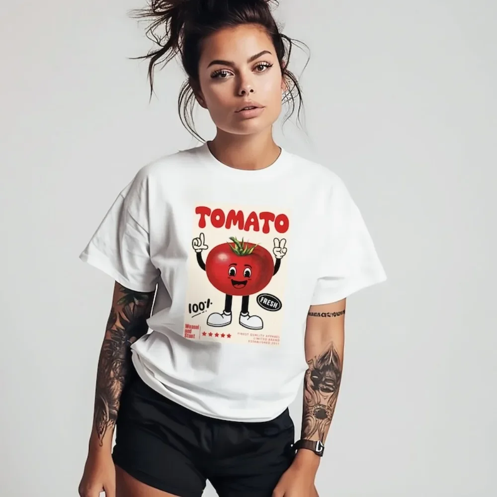 

Tomato Graphic Tee Unisex Aesthetic Tee Shirt Gift for Women and Men Vegetables T-shirts Streetwear Retro-Style Vintage Y2k Tops
