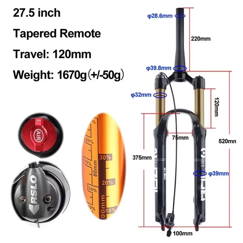 BOLANY MTB フォーク エアサスペンション 26/27.5/29インチ