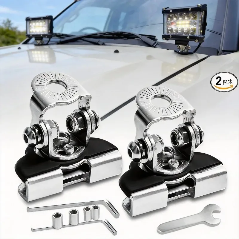 LED Work Light Bar Steel Clamp 1/2 Pcs Universal Off Road Car Hood Pillar Mount Auto Repair Replacement Accessories Gear Kit Set