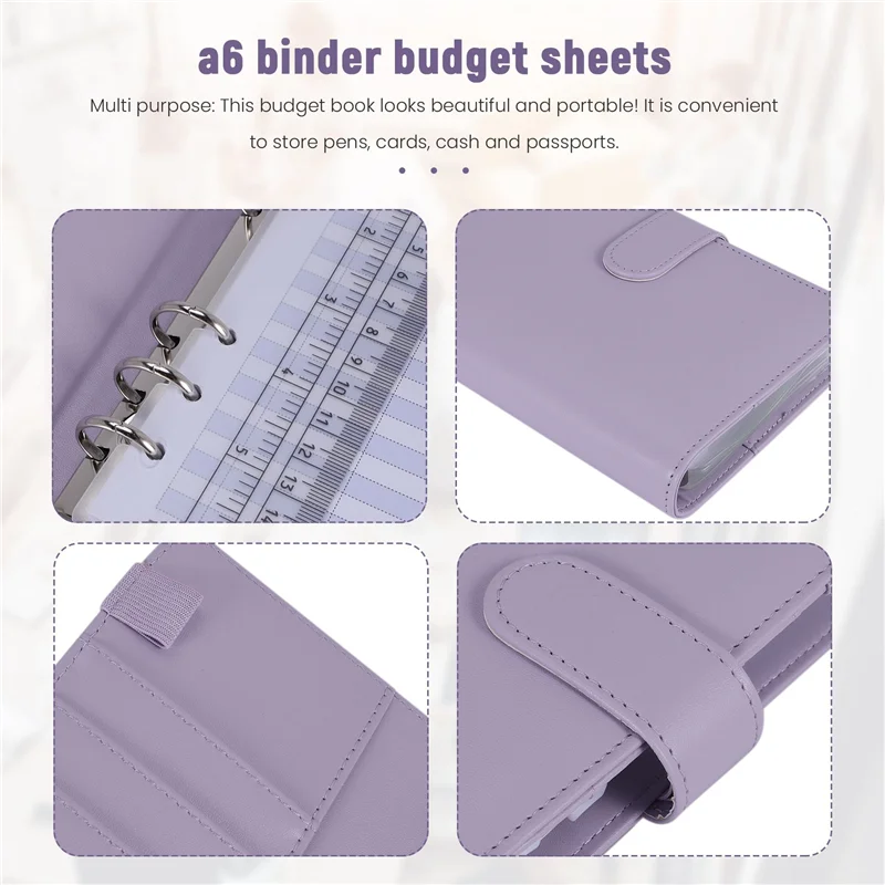 A41Z-A6 Budget Binder With Zipper Envelopes, Budget Planner Book Money Saving Organizer, Cash Envelopes For Budgeting