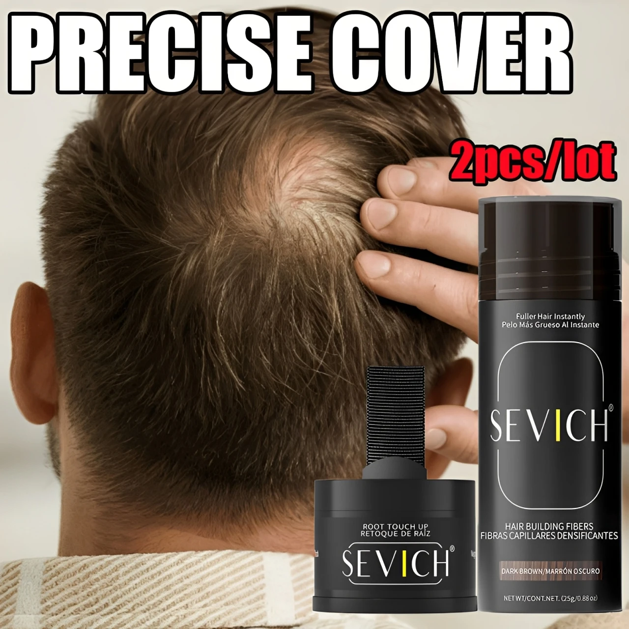2pcs Hair Fibers Kit Keratin Hair Fiber Thickening Powder Instantly Conceals Hairline Shadow Powder Anti Hair-loss Products Kit