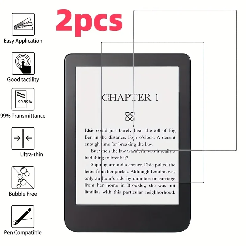 2 Displayschutzfolien aus gehärtetem Glas, 6/7/10,3 Zoll, geeignet für E-Reader, passend für KOBO Clara 2E, Libra Color BW 2024.