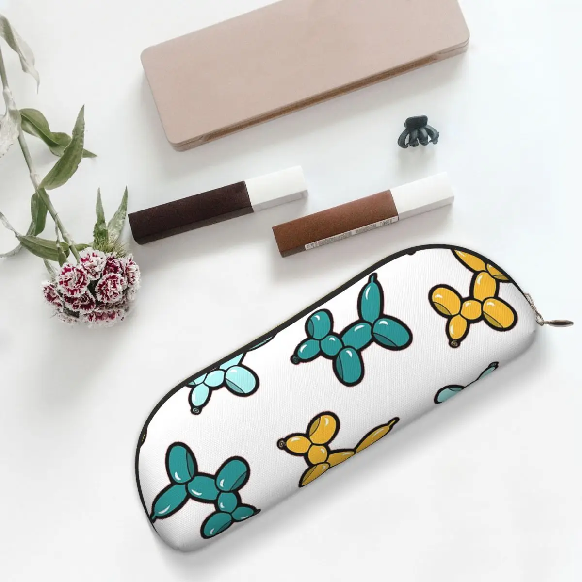 بالون الحيوان الكلاب نمط في مقلمة حمراء حامل قلم تخزين لوازم مكتبية صندوق القلم حقيبة أقلام رصاص لهدايا الأطفال