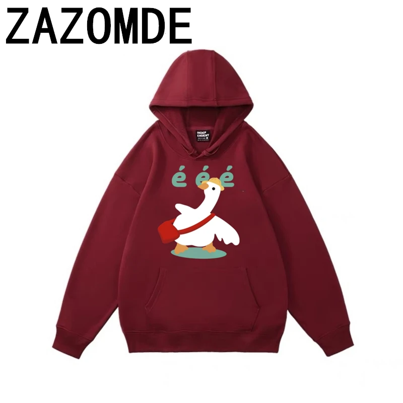 ZAZOMDE Winter Cotton Cartoon Hoodies Sweatshirts For Men Oversized Funny Pattern Outwear Couples Hoody Sweater Pullover Clothes