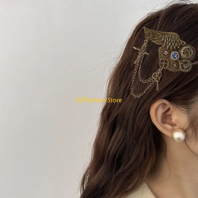 Y5GC-broche Steampunk para niña, broche elegante para fiesta, disfraz carnaval, Pin solapa, pasadores para