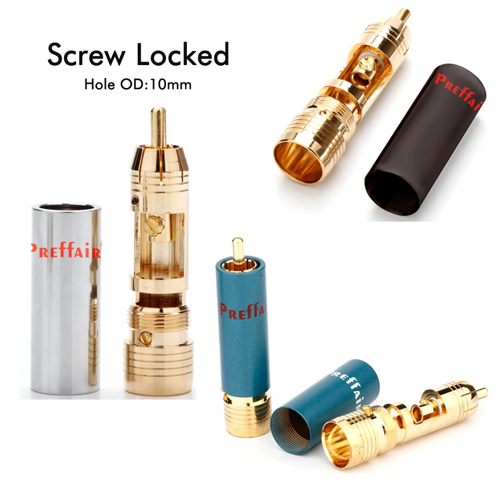 

Preffair RCA Connector Gold plated RCA Plug Self Locking Non Solder Plug RCA Connector Male Solder Video Terminal Jack