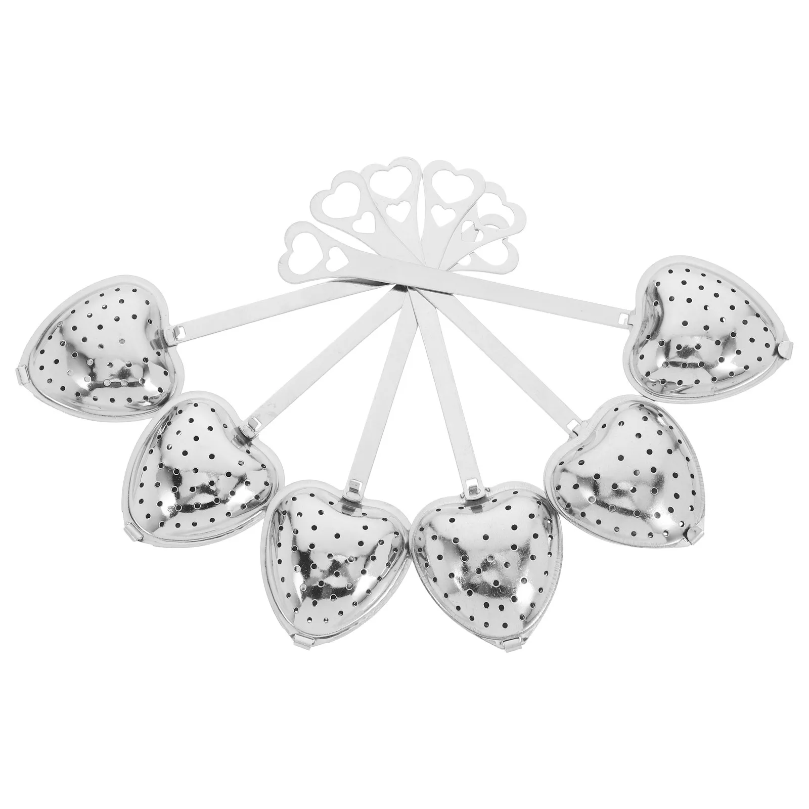 

6Pcs Heart Shaped Stainless Steel Tea Infuser Handle Loose Leaf Strainer Fine Mesh Filter Brewer Steeper Stainless Tea Filters