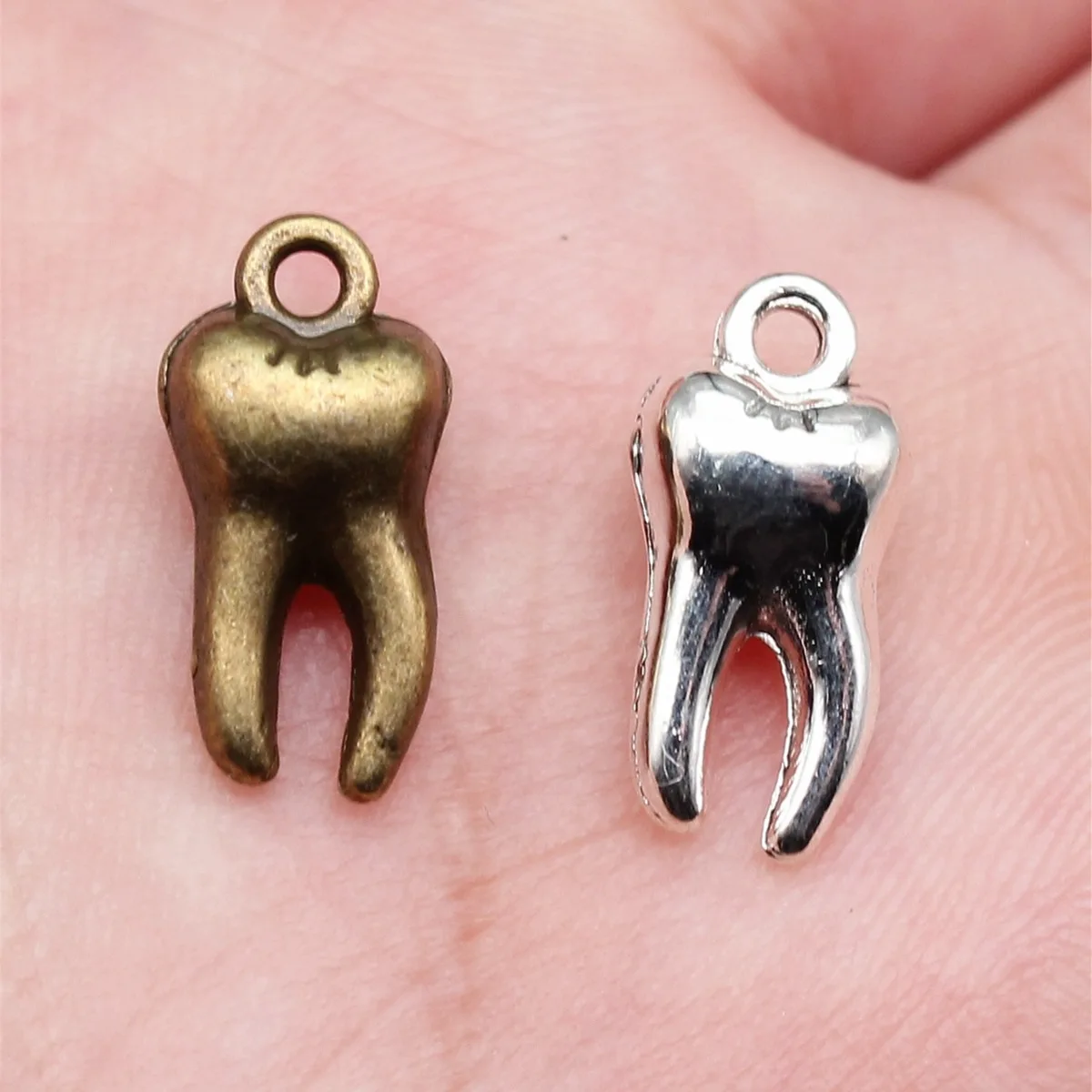 WYSIWYG 20pcs 16x8mm 2 Colors Antique Bronze Color Antique Silver Color Teeth Charms For DIY Jewelry Making