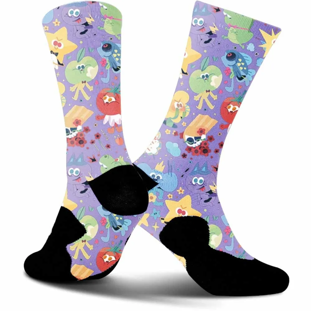 Cute little monster sports cycling socks, durable, sweat absorbing, unisex, suitable for outdoor enthusiasts and more people