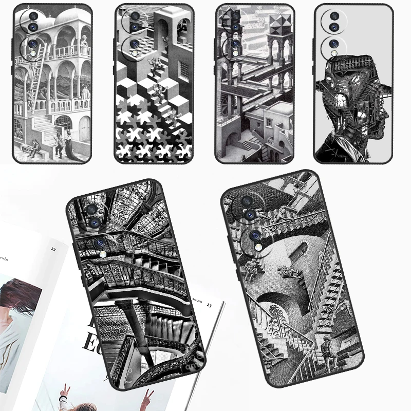 Escher Staircases Funda For Huawei Nova Y70 Y90 Y91 Y60 Y61 9 10 SE 11i 8i 7i 3i 5T P40 P30 Lite P60 Pro Case