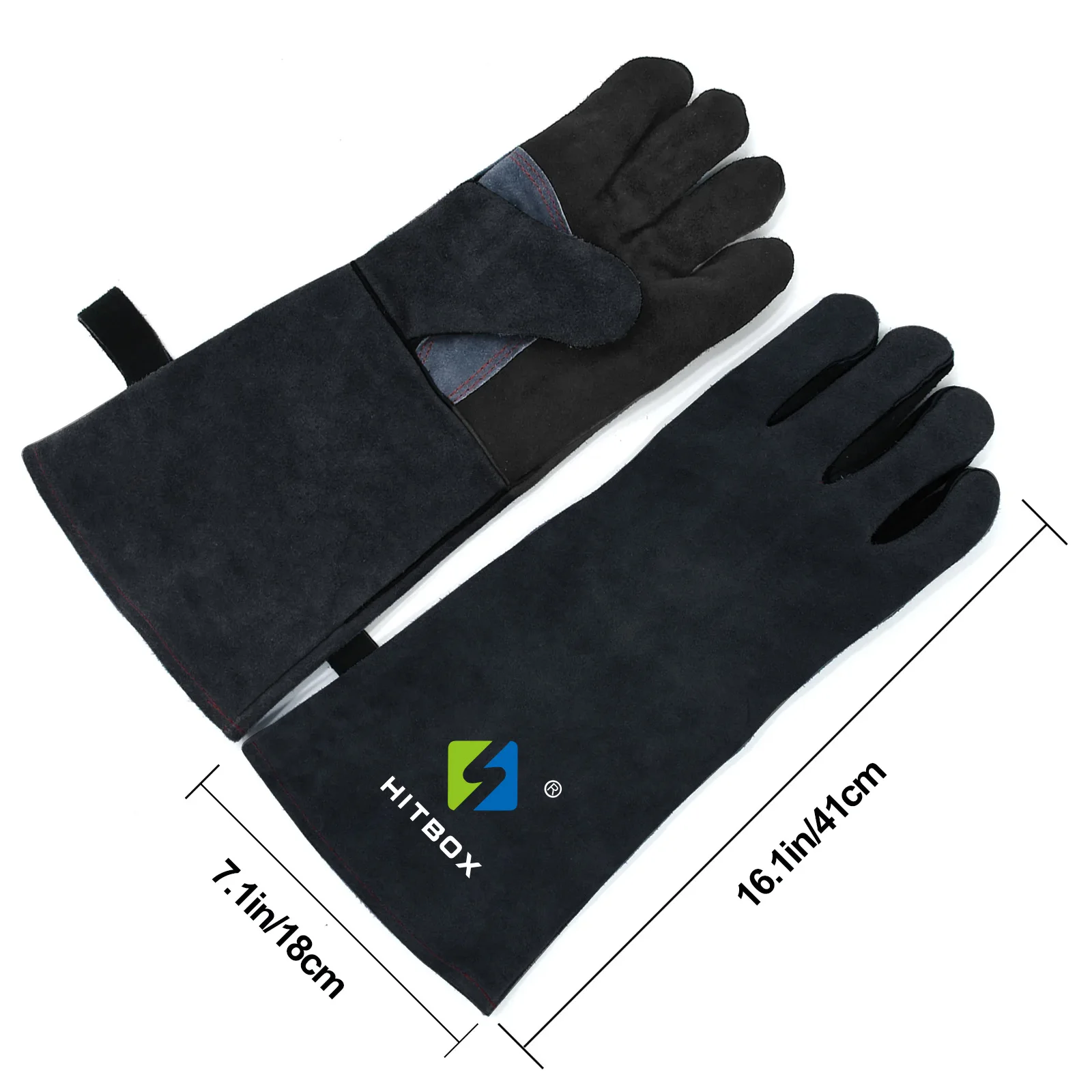 Gants de soudage HITBOX 14 pouces noirs pour soudage à l'arc MMA TIG MIG, gants de four, résistants à la chaleur, anti-morsure animale, gants de travail