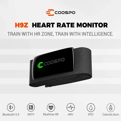 Imagen 1 del producto COOSPO-Monitor de ritmo cardíaco H9Z, correa de pecho recargable, Sensor HR, HRM, Bluetooth 5,0, ANT +, ip67impermeable, uso para Garmin/Wahoo/Zwift