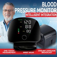 LED Screen Wrist Blood Pressure Monitor English Voice Broadcast Rechargeable Blood Pressure Measuring Device Measurement Record