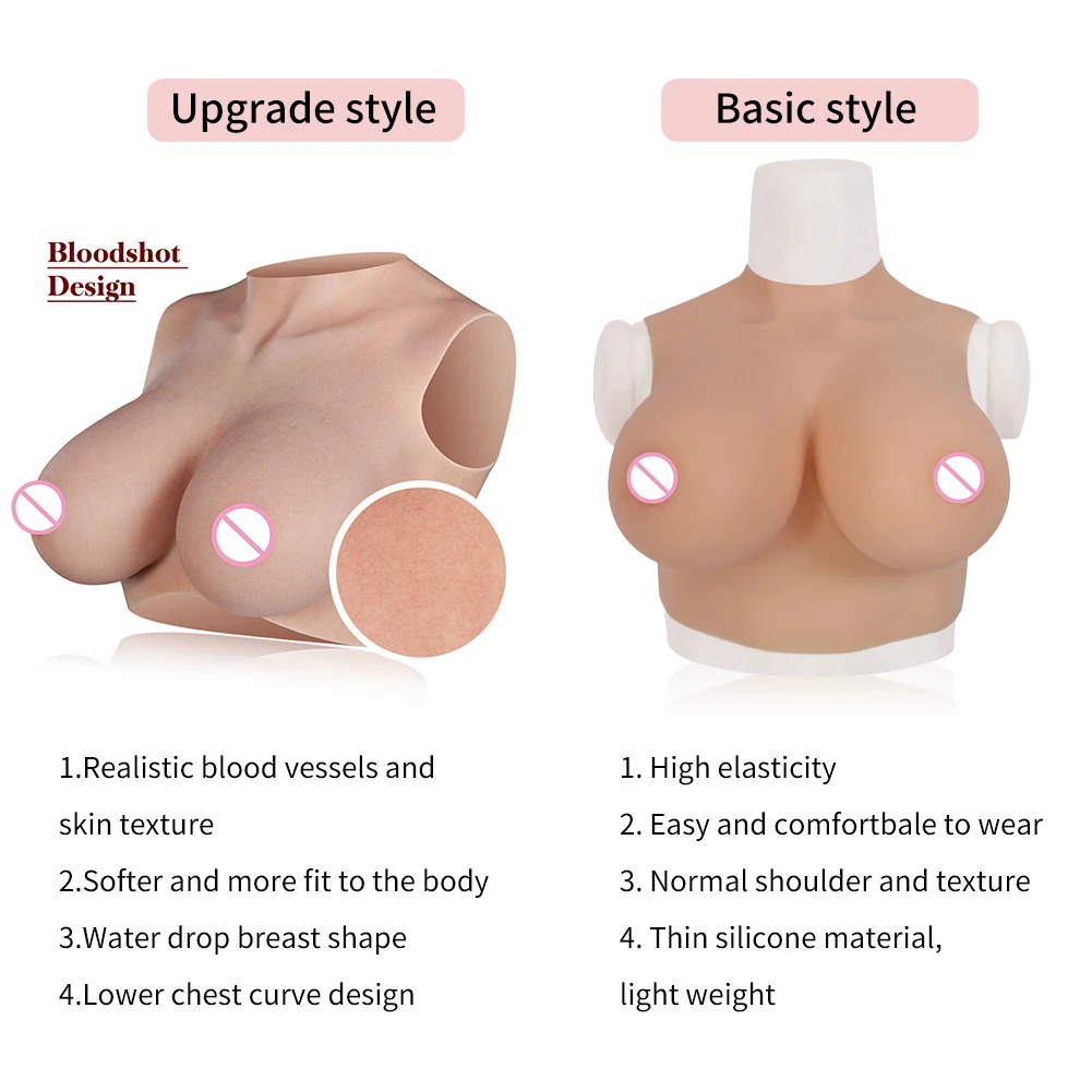 DIY Inflatable Realistic Silicone Fake Boobs Breast Forms Round Collar for Transgender Crossdresser Drag Queen Cosplay