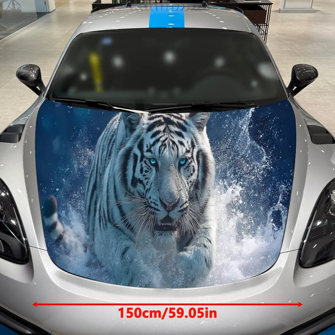 Snow Tiger Car hood packaging sticker, PVC material, self-adhesive waterproof, anti-slip paint, car exterior decoration accessor