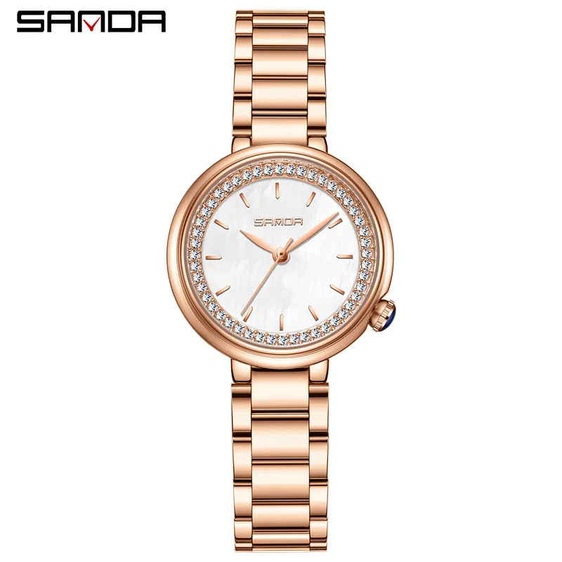 Fashion Sanda 1128 Model Elegant Round Dial Hand Clock For Ladies Waterproof Quartz Movement Business Women Analog Wrist Watches