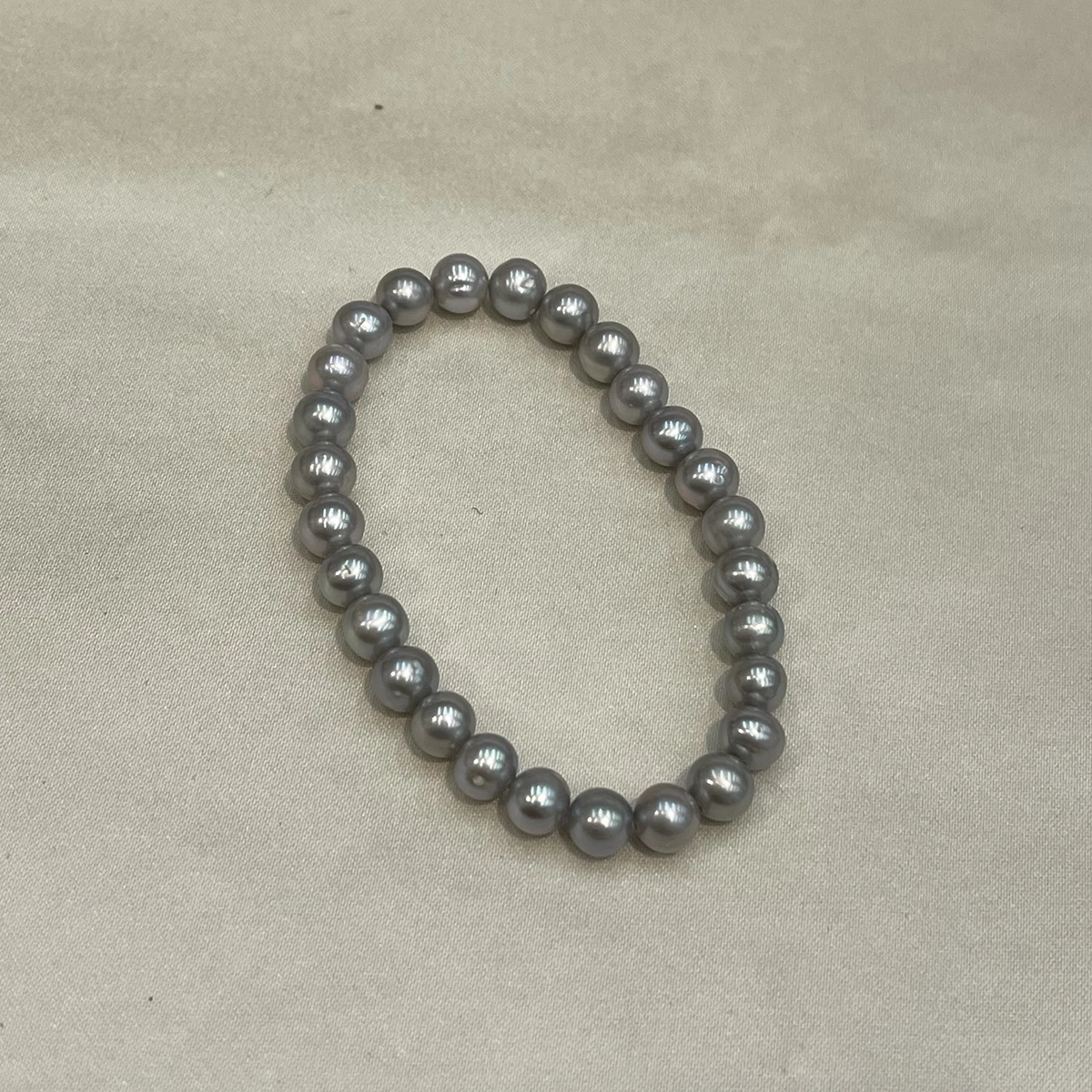 6-7mm Perlenarmbänder Natürliche Süßwasserperlen Nahezu Runde Graue Perlen für Frauen Mädchen Schmuck Accessoires Tägliche Geschenke 17-18cm – Detail 1