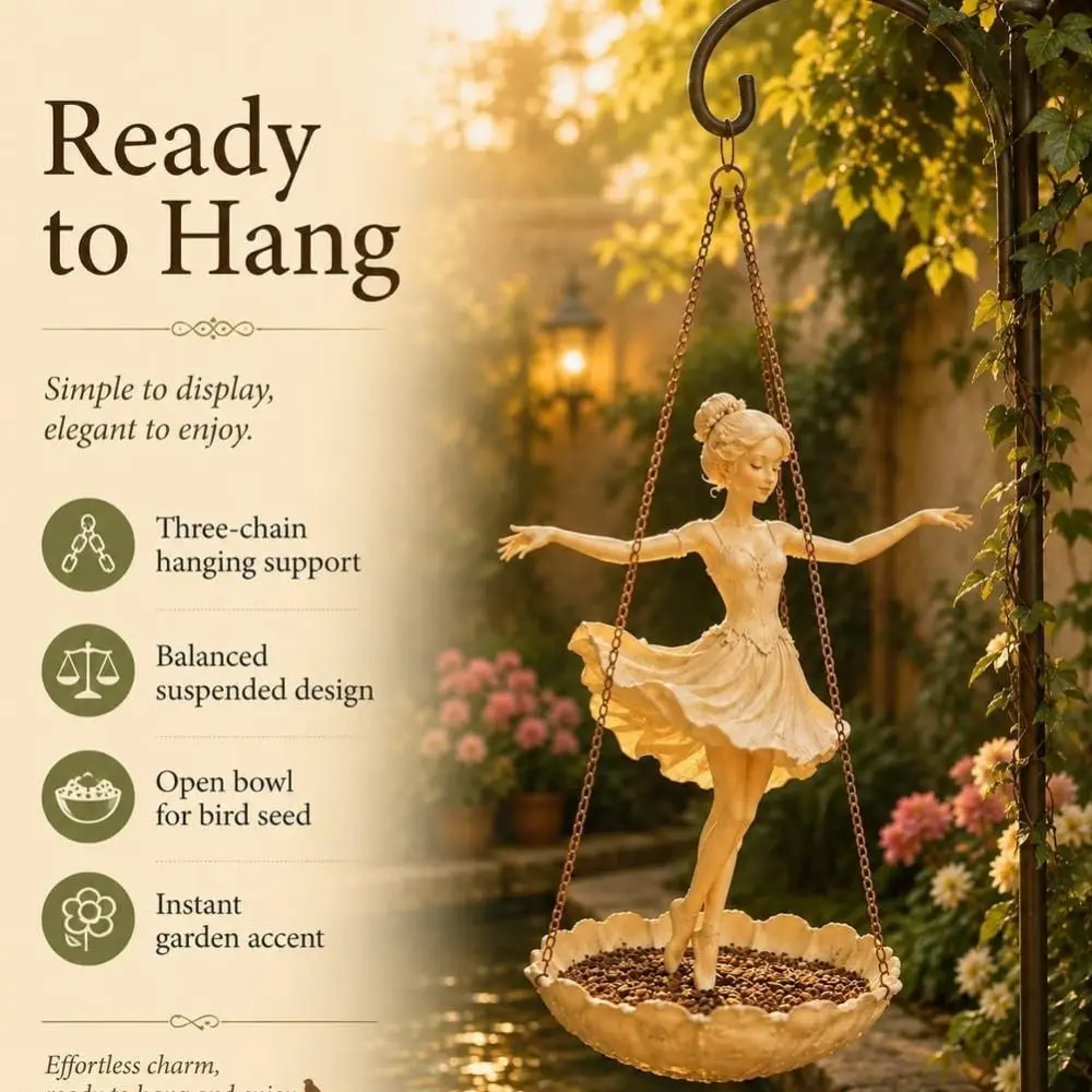 Resin Ballet Dancer Hanging Planter Vintage UV Resistant Fairy Flower Pot Save Space Creative Girl Hanging Plant Basket