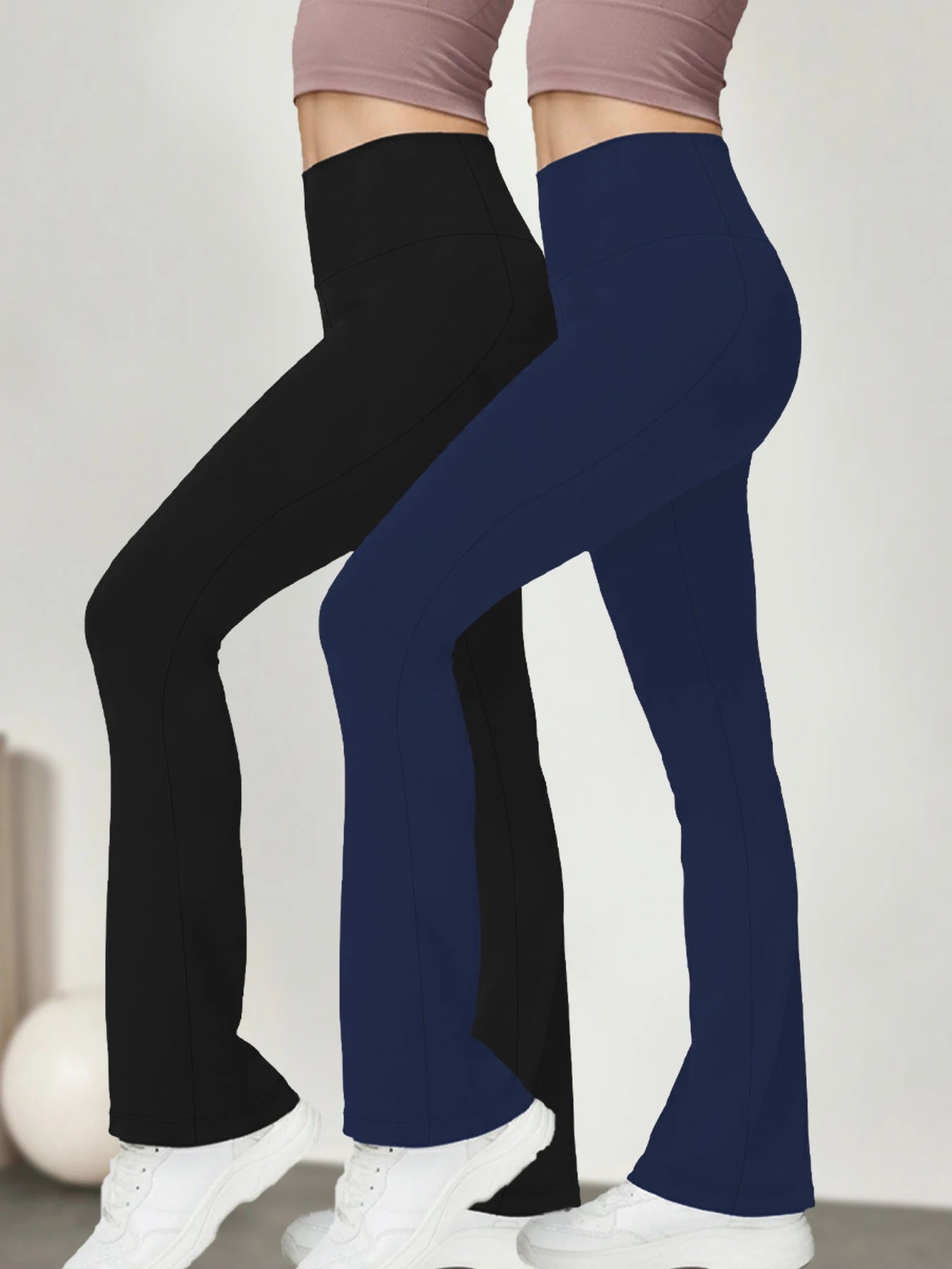 

Комплект из 2 женских супермягких расклешенных леггинсов с высокой талией, утягивающих живот, для тренировок, йоги, фитнеса, с эффектом пуш-ап, длинные леггинсы-клеш