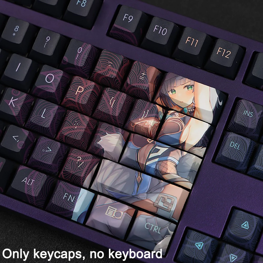 108 Keys/set Genshin Impact Keycaps Yelan Keycaps PBT Dye Subbed Keycap Cherry Anime Gaming Key Caps For ANSI 61 87 104 108 key