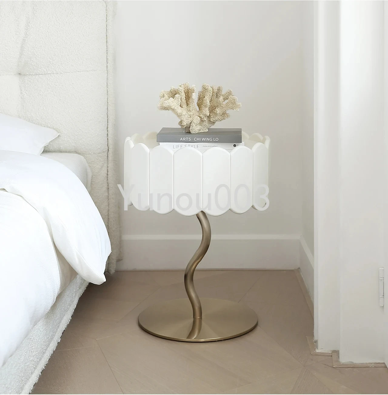 Jasmine Bedside Table Simple Modern Bedside Locker Light French Cream Wind Bedroom Shelf