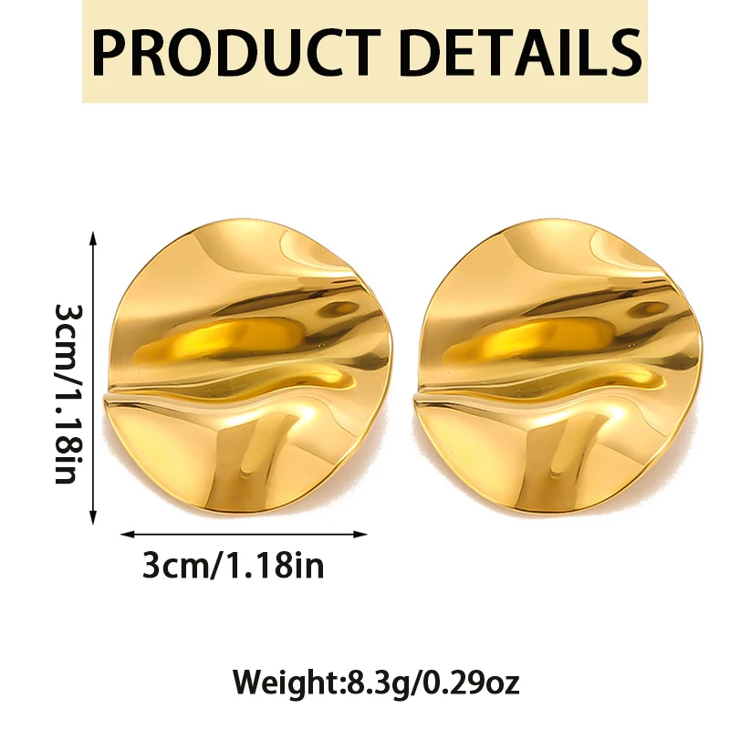Fashion Circular Pleated Ear Clips Without Pierced for Women Personalized Design Irregular Punk Metal Earrings Party Jewelry