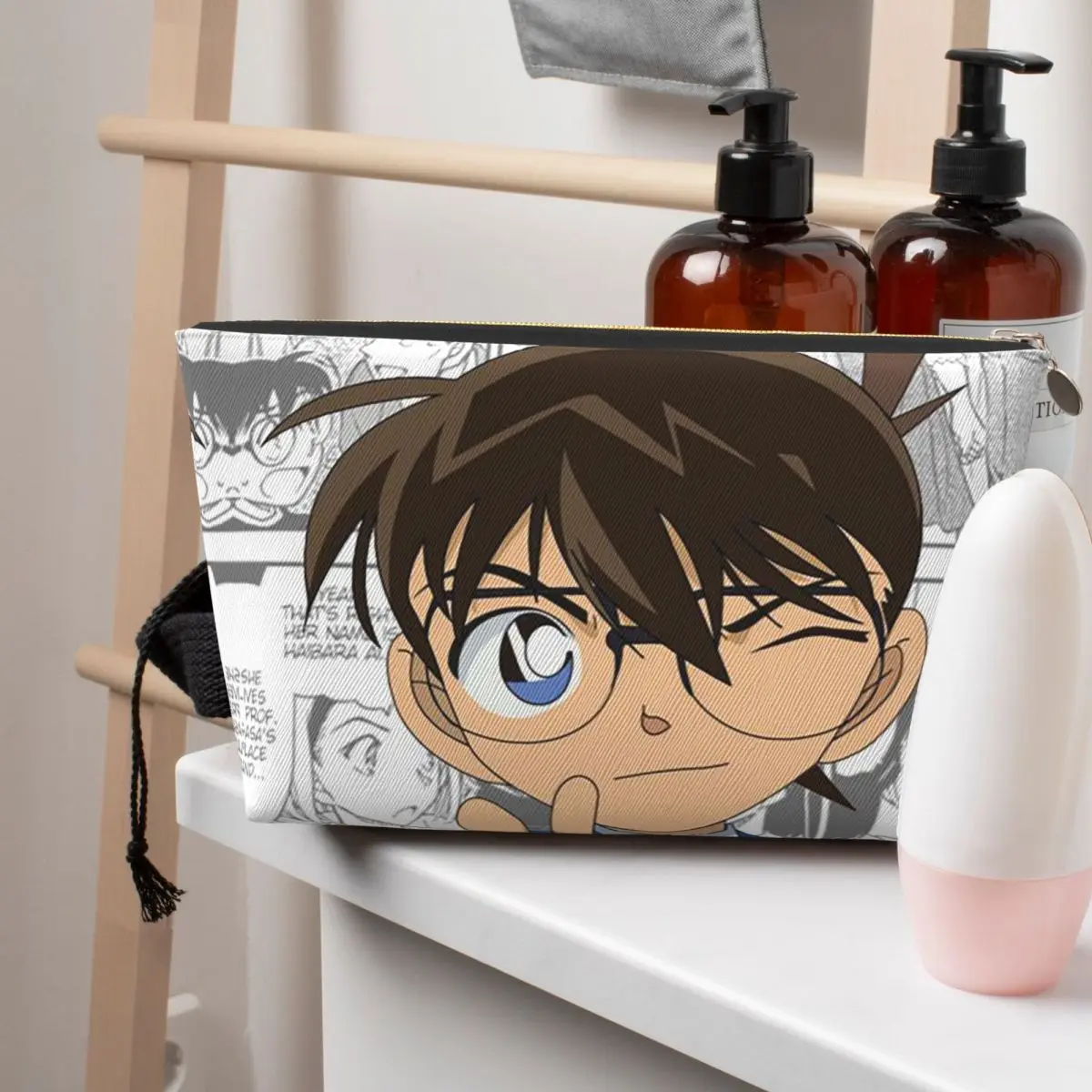

Detective Conan Women Cosmetic Bag Travel Makeup Organizer Pouch Toiletry Storage Dopp Kit Box