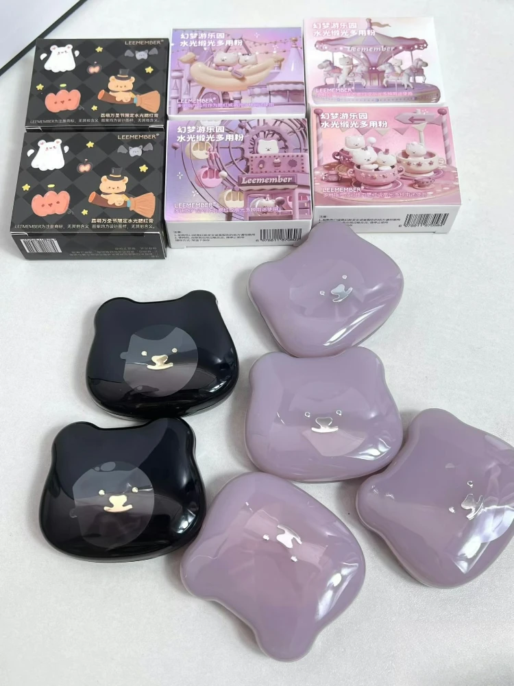 LEEMEMBER Halloween Velvet Shimmer Blush Powder Autumn/Winter Dusty Purple Pink water light Cheek Makeup